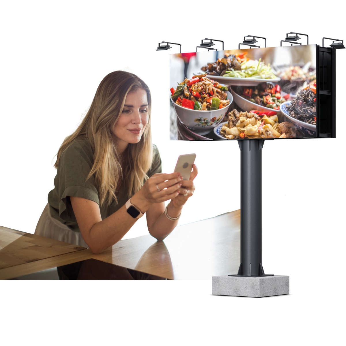 female customer ordering food from restaurant custom branded mobile app